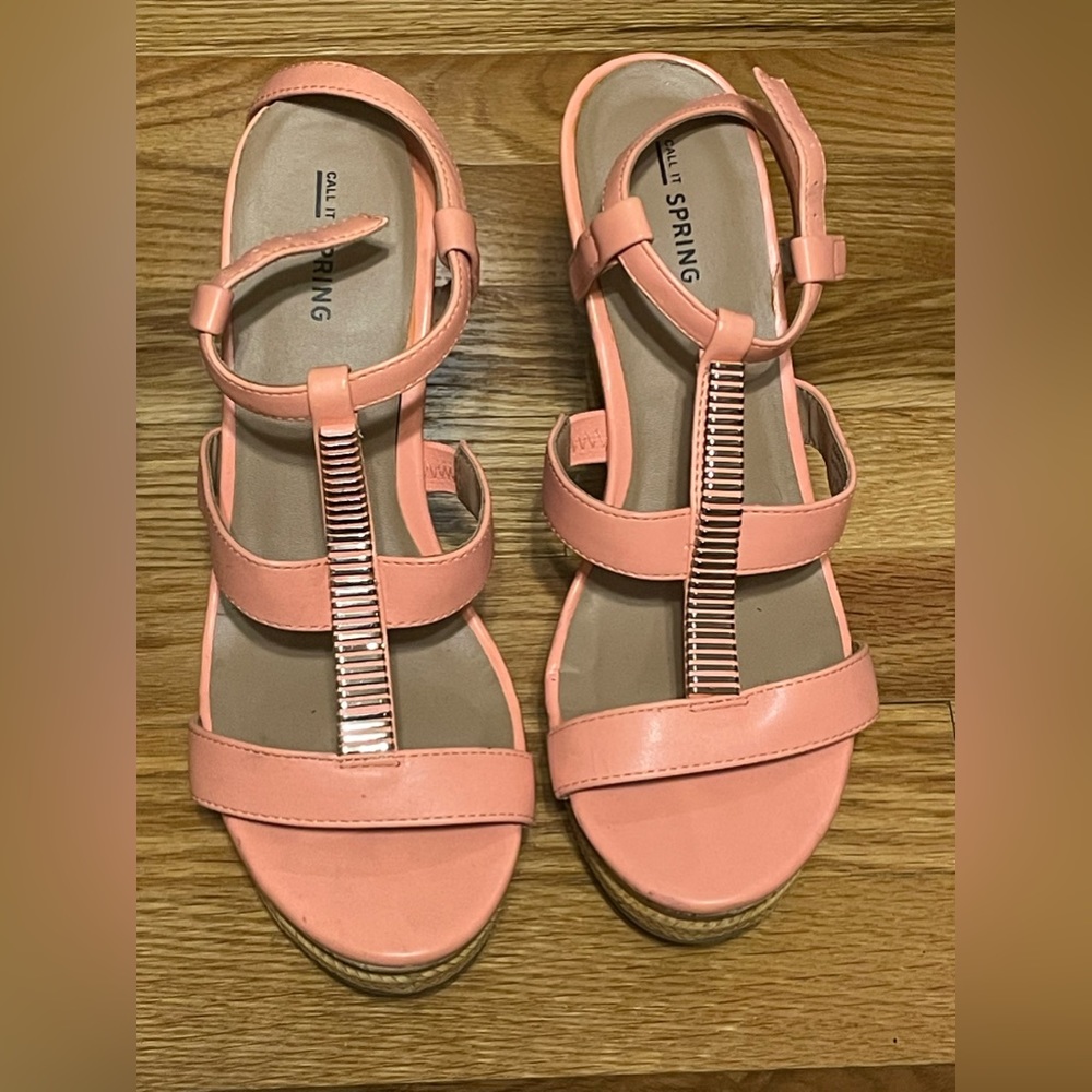 “Call it Spring” wedges in a salmon color.